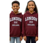 London England LE129KZ - Felpa con cappuccio e cerniera, per bambini, colore: marrone sconosciuto 41-42