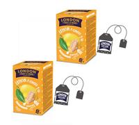 London Fruit® | Infuso Limone e Zenzero | Limone Zenzero e Tiglio Infuso in Bustine Singole Senza Caffeina - 2 x 20 Filtri (80 Gr) | Infuso Digestivo