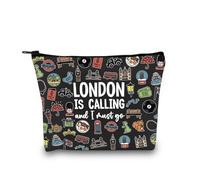 London Girls Weekend Gift London England UK Travel Souvenir Gift London Accessories Bag London Travel Toiletry Bag, Must Go London Blk Eu, Borsa cosmetica con stampa