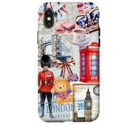 London Icons Collage with Guard, Phone Booth & Big Ben Custodia per iPhone X/XS