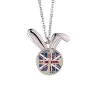 London King UK - Collana con ciondolo a forma di coniglietto con bandiera Union Jack, idea regalo