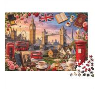London Landmark Jigsaw Puzzle 1000 Pieces Recyclable British Style Senior Puzzles Educational Game Decompression Ideal for Family And Friends Birthdays 70x50cm/1000pcs