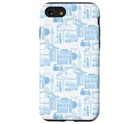 London Light Blue Toile Big Ben Taxi Guard Tower Bridge Custodia per iPhone SE (2020) / 7 / 8