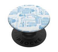 London Light Blue Toile Big Ben Taxi Guard Tower Bridge PopSockets PopGrip Adesivo