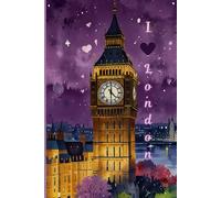 London Notebook - Purple I Love London Journal with Watercolor Big Ben Art | Travel Gift for UK & England Lovers | 120 Wide-Ruled Pages | Paperback