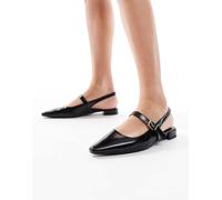 London Rebel - Luna - Ballerine nere a punta con cinturino posteriore-Nero 36