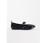 London Rebel - Mia - Ballerine arricciate con fascette nere-Nero 40