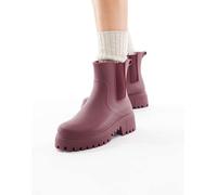 London Rebel - Phoebe - Stivaletti Chelsea bordeaux con suola spessa-Grigio 41