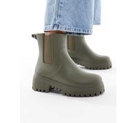 London Rebel - Phoebe - Stivaletti Chelsea oliva con suola spessa-Verde 39