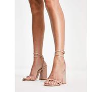 London Rebel - Sandali con tacco largo in vernice beige-Neutro 40