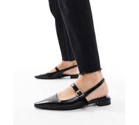 London Rebel Wide Fit - Luna - Ballerine nere a punta con cinturino posteriore-Nero 40