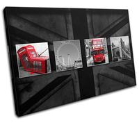 London Red Bus Phonebox Flag City SINGLE TELA parete arte foto stampa