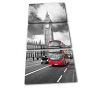 London Red Double Decker Bus Big Ben city TREBLE TELA parete arte foto stampa