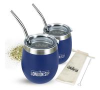 London Sip Yerba Mate Cup e Bombilla Set Include 2 Zucche Mate Coperchi anti-goccia e cannucce Mate Spazzola Bombilla e custodia inclusi Kit Zucc
