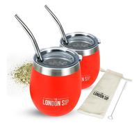 London Sip Yerba Mate Cup e Bombilla Set Include 2 Zucche Mate Coperchi anti-goccia e cannucce Mate Spazzola Bombilla e custodia inclusi Kit Zucc