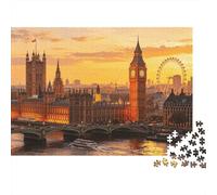 London Skyline Puzzle for Adulti 1000Pc Riciclabile Big Ben Senior Puzzle Impossibile Difficile e Stimolante Allevia la Demenza Senile Activity 70x50cm/1000pcs
