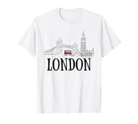 London Skyline Tourist Hometown Vacation Bus Decker Doppio Maglietta