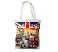 London Souvenir Bag - Union Jack Canvas Tote Bag - riutilizzabile cotone mano spalla shopping bag, 1 borsa Londra - C, Normal size