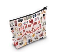 London Souvenir Makeup Bag Regalo a tema Londra Life is Better in London Regalo per gli amanti di Londra, In Londra Bag Eu, Borsa cosmetica con stampa