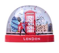 London Souvenir Red Telephone Box & Guardsman Large Glitter Snow Storm