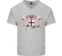 London Stemma Inghilterra st Georges Giorno Uomo Scollo A V Cotone T-Shirt
