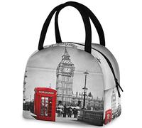 London Street View Big Ben Borsa riutilizzabile per il pranzo con tasca frontale Chiusura a cerniera Borsa termica termica per uomo Donna Lavoro Picnic Viaggi Spiaggia Pesca