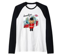 London Teddy Bear Queen Guard Illustration Graphic Anime Maglia con Maniche Raglan
