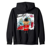 London Teddy Bear Queen Guard Illustration Graphic Cartoon Felpa con Cappuccio