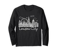 London Tee Shirts, I Love London, London Skyline Landmarks Maglia a Manica