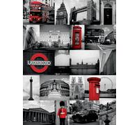London - Tela Collage, 60 x 80 cm, Colore: Rosso