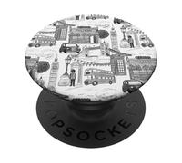 London Toile - Ponte torre di guardia taxi Big Ben bianco e nero PopSockets PopGrip Adesivo