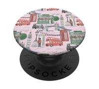 London Toile su Pink Big Ben Taxi Guard Tower Bridge PopSockets PopGrip Adesivo