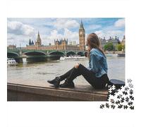 London View Adulto Puzzle 1000 Piece Riciclato Materiale River Bank Puzzle Puzzle Gioco Accessori Festa Gioco Accessori Idea Regalo Perfetta for Donne 38x26cm/1000pcs