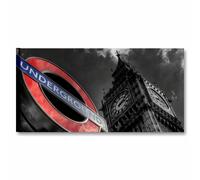 Londra 5 - Quadro moderno skyline città nero rosso 90x45 camera ragazzi ufficio