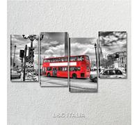 Londra bus QUADRI MODERNI 152x78 ARREDO STAMPE TELA BIANCO NERO CITY VINTAGE