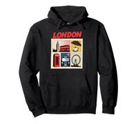 Londra City England Icons Big Tower Red Bus Taxi Souvenir Felpa con Cappuccio