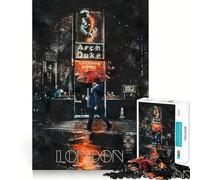 Londra di notte,acquerello,puzzle per adolescenti,1000 pezzi,gioco di memoria,incastro perfetto,nessun pezzo si stacca,ideale da portare in viaggio,gioco per allenare la mente,regalo (38x52cm)