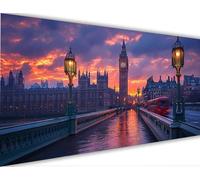 Londra Dipingere con i Numeri Paesaggio Dipingere con i Numeri Adulti con Telaio 40x80cm, DIY Olio Painting by Numbers Kit, Vernice Acrilica Pennelli Decora la Casa Ragazze Principianti Regalo LE-1447