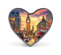 Londra Gran Bretagna Inghilterra Distintivo a forma di cuore Spilla a forma di cuore carina Spille a bottone Distintivi per z