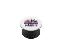 Londra, Inghilterra, acquarello, orizzonte, grande, ben, città arte PopSockets PopGrip Adesivo