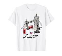 Londra Inghilterra icone Tower Bridge autobus rosso taxi souvenir Maglietta