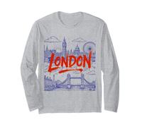 Londra, Paesaggio Urbano, Illustrazione, con, Grassetto, Dipinto, Testo Maglia a Manica