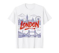 Londra, Paesaggio Urbano, Illustrazione, con, Grassetto, Dipinto, Testo Maglietta