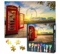 Londra, Regno Unito, puzzle per adulti 1000 blocchi, puzzle per cellule telefoniche rosse, gioco di puzzle per adulti o giocattoli per gli anziani 50 x 70 cm