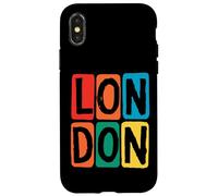 Londra Retro Block Tipografia - Bold Color City Vibe Custodia per iPhone X/XS