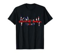 Londra Skyline Battito Cardiaco Bandiera Cuore I Love London Maglietta