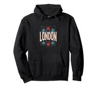 Londra Snowy Christmas UK Flag Style Felpa con Cappuccio