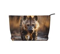 Lone Hyena - Borsa cosmetica da donna in velluto a coste, con cerniera, portatile, adatta per viaggi e conservazione quotidiana di cosmetici,