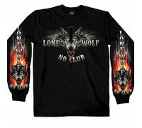 Lone Lupo No Club Motociclista Motocicletta Tatuaggi USA da Uomo Manica Lunga T
