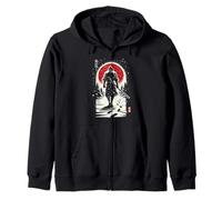 Lone Samurai Walking - Anime neo-giapponese Samurai Noir Art Felpa con Cappuccio